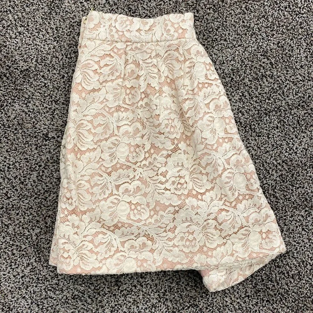 ANTHROPOLOGIE 6 Ivory Lace Pleated High Waisted Shorts Culotte Ballet Fairycore - Picture 16 of 16